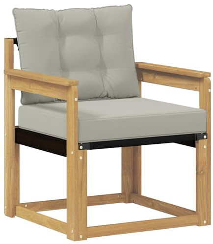 vidaXL Outdoor-Sofa Massives Akazienholz und Textilene Weiß, Balkon Garten Sofa, rechteckige Garten-Lounge Sitzgruppe, strapazierfähige Möbel für entspannte Terrassenstunden