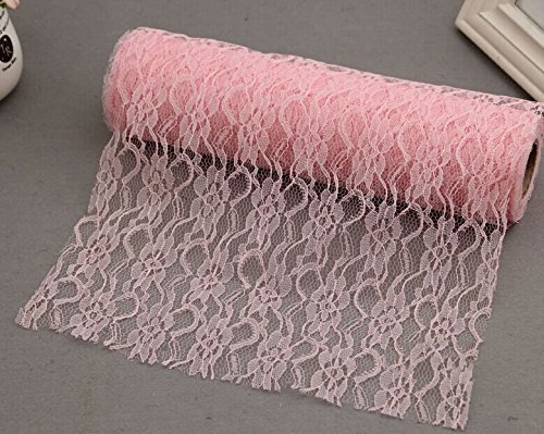 Weinlese Spitze Spitzenbordüre Spitzenborte Stuhl Schärpe Band Tischläufer Tischband Hochzeit Festival Tischdekoration Spitze Rolle 15cm-30cm Breite (30cm x 9m, rosa)