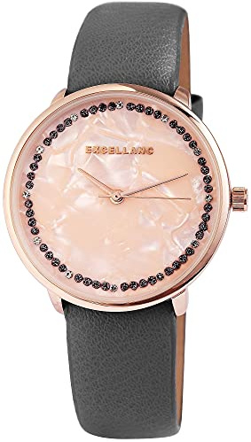 Excellanc Damen-Uhr Kunstleder Dornschließe Strass Analog Quarz 1900091