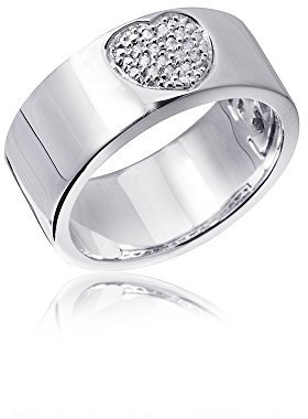 MATERIA Damen Bandring Ring Herz Liebe 925 Sterling Silber Silberring Zirkonia weiß rhodiniert #SR-143, Ringgrößen:57 (18.1 mm Ø)
