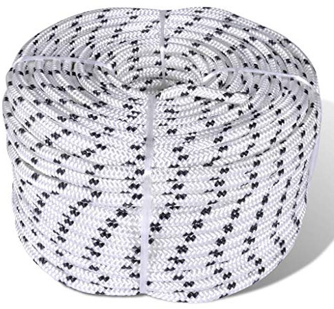 Tidyard Flechtleine Bootsseil Polyester Tauwerk Seil Mehrzweckseil 8 mm 500 m Geflochtene Polyesterseil UV- und Abriebbeständig Weiß