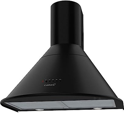 Cata Campana Extractora de pared Q-7760 BK con 3 Niveles de Extracción Panel de Control Mecánico Motor M3R Extra Silencioso Iluminación LED Sistema de Fácil Instalación Ancho 60 cm Color Negro