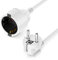 deleyCON 2m Verlängerungskabel Stromkabel Netzkabel Verlängerung Schutzkontakt Stecker Typ F (CEE 7/4) 90° Gewinkelt auf Buchse (CEE 7/3) Berührungsschutz TV PC Computer Beamer - Weiß