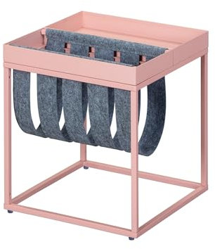 Inter Link - Table Basse - Porte-revues - Table Fonctionnelle - Mellow Rose - métal laqué - avec Porte-revues - Laine Bouillie - Club NY