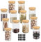 FOCCTS 12Pcs Small Glass Jars with Bamboo Lids, 150ML Kitchen Storage Jars Silicone Ring for Airtight Sealing Ideal for Grains, Seeds, Salt, Pepper, Spices(95 x 55 x 55mm)
