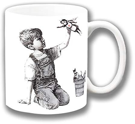 Banksy NHS Super Hero Boy Dolls Ceramic Coffee Mug Gift Stocking Filler