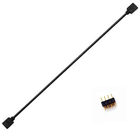 NMD&LR Computer Motherboard Extension Cable, RGB Interface Extension Cable, 12V RGB 4-PIN / 5V ARGB 3-PIN 1-4/1-5 Connector Hub (12V-4PIN)