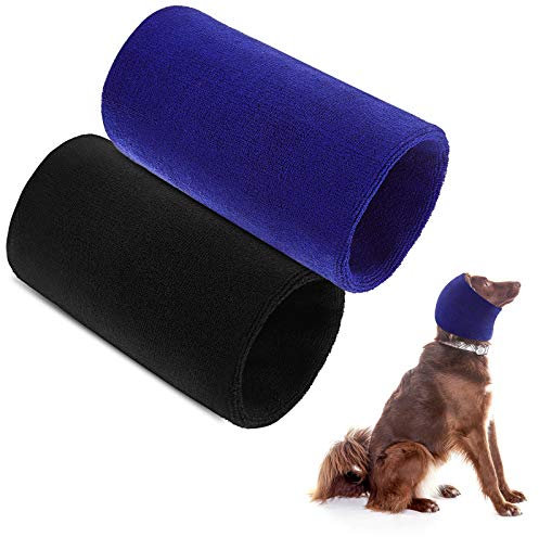 Frienda 2 Stücke Hund Snood Hund Hals und Ohrenwärmer Hund Kapuzenpullover Hund Ohrwickel Haarnetz Warme Winter Hunde Mütze Strick Haarnetz Kopfbedeckung (20 x 15 cm)