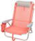 Aktive 62629 - Klappbarer Strandstuhl, mit Kissen 51x45x76 cm, Aktive Beach, Farbe Koralle, mit Tragegriff, 4-fach verstellbare Liegeposition, ergonomische Armlehnen, Leichte klappbare Strandstühle,