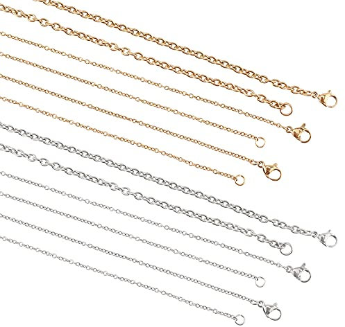 UNICRAFTALE 12pcs 3 Taglie 45~60cm Collana con Catena Portacavi Catena in Acciaio Inossidabile con Fermagli per Aragosta Catena Portacavi Color Oro e Acciaio Inossidabile per Gioielli, 1.5~3mm
