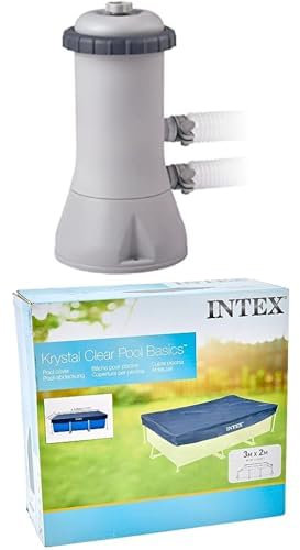Intex 28638 Depuradora De Cartucho Filtros Tipo A, 3785 L/H + 28038 Cobertor Piscina Rectangular Prisma/Small Frame 300 X 200 Cm
