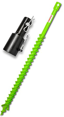 WERHE® Profi Bohrer VollStahl, Erdbohrer für bohrmaschine 40 mm Doppel-Welle extrem robust mit Stihl Adapter - Pfahlbohrer Brunnenbohrer präzise Bohrspitze.