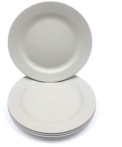 4 Pack 13 Inch Extra large Size Dinner Plate Sets, Delicious Pasta Plates, Unbreakable Dishes, Lightweight Salad Dinnerware, Reusable Dessert Tableware (33cm Beige)