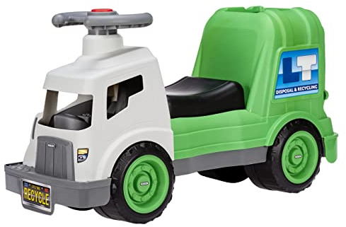 Little Tikes Dirt Diggers Garbage Truck Scoot Ride On with Real Working Horn and Trash Bin for Themed Roleplay for Boys, Girls, Kids, Toddlers Ages 2 to 5 Years, Large