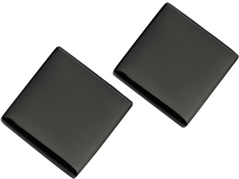 ALEXASCHA® Quadratische Statement Ohrringe • Extra große Ohrstecker mit eckigen Glassteinen • Geometrischer Glasschmuck avantgard • 20mm x 20mm x 3mm (Onyxschwarz)