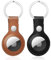 Nepfaivy Schlüsselanhänger Hülle für Airtag aus PU-Leder - 2er Pack Anhänger Kompatibel mit Apple Airtags, Tragbares Leder Case Zubehör für Air Tag Tracker(Schwarz + Braun)
