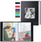Benjia Kleines Fotoalbum, 15,2 x 10,2 cm, jede Packung fasst 100 Taschen, Mini-Fotoalben aus Leder, für Hochformat, nur 10 x 15 cm, Schwarz