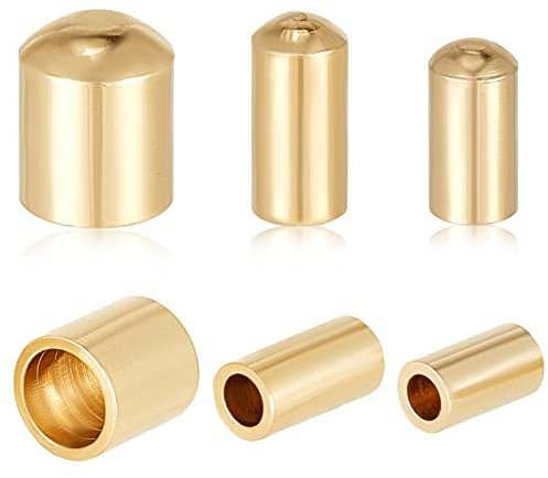 Beebeecraft 90 Stück/Box 3 Größen Lederbandenden 24K Vergoldetes Messing Säulenendkappen 1.2/2/3mm Schnurabschluss Endkappen Für Die DIY-Schmuckherstellung