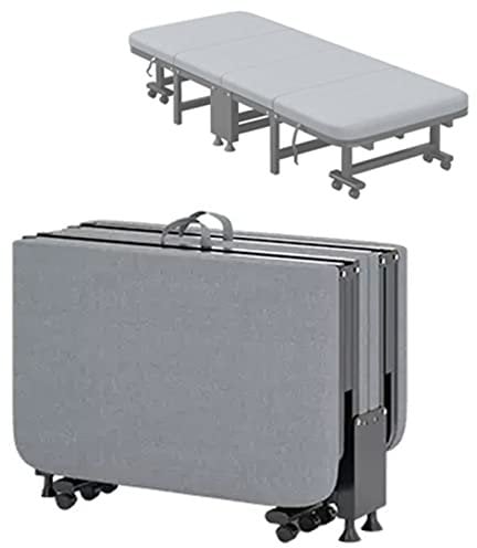 ZTGL Luxus Klappbett mit Matratze, Feldbett Klappbar Campingbett Sonnenliege mit Rollen, Campingliege XL Klappbett, Gästebett, bis 180 kg belastbar,190x70cm