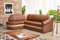 Froschkönig24 Benano Ecksofa 250 x 180 cm Braun/Creme (Kunstleder), Ausführung:Links
