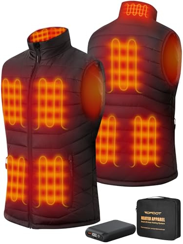Topdot Gilet Chauffant Homme avec Batterie 7.4V 16000mAh, 8 Zones de Chauffage, Gilet Chauffant électrique 3 Températures avec Chauffage Rapide, Veste Chauffante pour Ski de plein air Pêche Moto