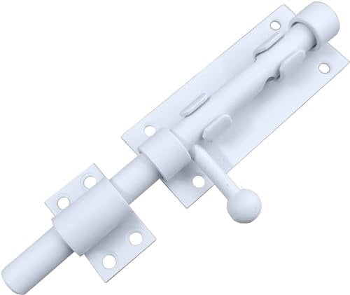 Litensh Heavy Duty Slide Gate Latch Bolt Safety Door Lock with Padlock Hole, 304 Stainless Steel Barrel Gate Bolt Latch Hardware,14mm Dia. White (160MM)