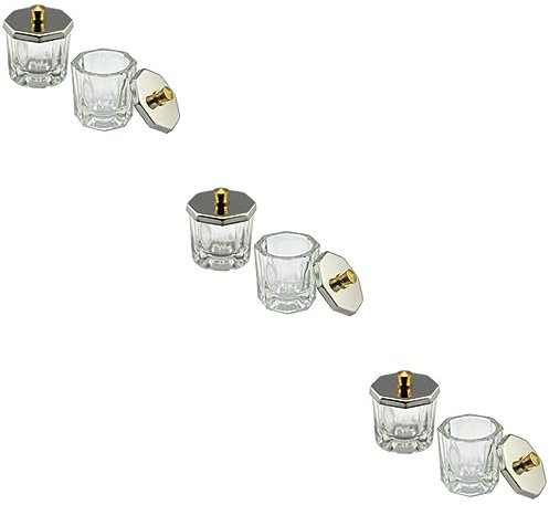 minkissy 3sets Crystal Nail Art Cups Manicure Liquid Pots with Lids for Acrylic Nails Home Salons 2pcs*3