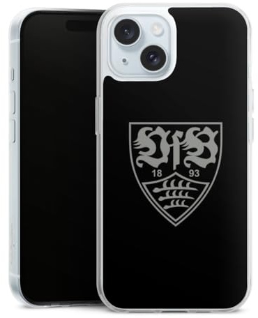 Silikon Hülle kompatibel mit Apple iPhone 15 Case transparent Handyhülle Offizielles Lizenzprodukt VfB Stuttgart Logo