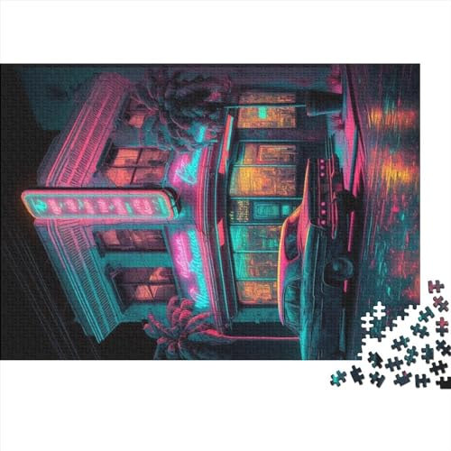 Auto vor der Bar, 1000-teiliges Puzzle für Erwachsene, 1000-teiliges Puzzle für Erwachsene, Lernspiele (75x50cm)