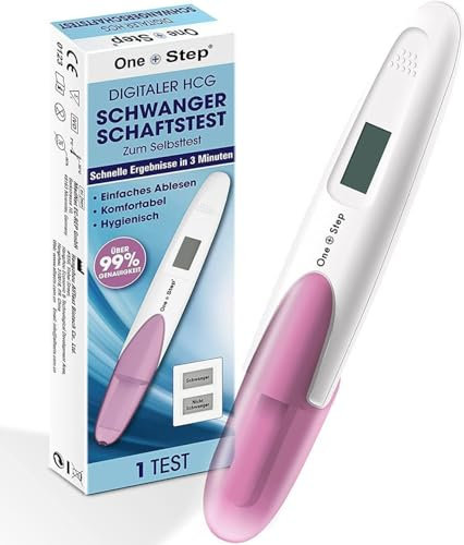 1 Stück One+Step Schwangerschaftstest Frühtest digital I Pregnancy Test I 1x Frühschwangerschaftstest I Schwangerschaftsfrühtest mit Anzeige Schwanger oder Nicht Schwanger I 25 mIU/ml
