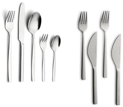 Echtwerk Tafelbesteck Positano-Silber Edition, 30-teilig, für 6 Personen, Pizzabesteck-Set 4-teilig, silber