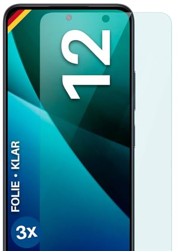 moex für Redmi 12 Schutzfolie Displayschutz Folie Ultra-klar HD 0,2 mm kompatibel mit jeder Hülle, Anbringen ohne Blasen, Handyfolie Extra Kratzfest, FlexProtect 3 Stück
