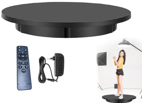 Hydravex Piatto Girevole Elettrico per Fotografia, Espositore con Rotazione Automatica A 360° con Controllo Remoto, Carico 100Kg, Piattaforma Girevole Automatica 42Cm/60Cm,Black-42CM