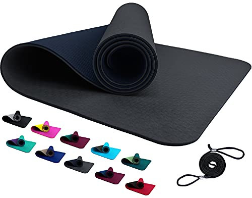 REFIT TPE Sportmatte Fitnessmatte 190 x 60 x 0,6 cm rutschfeste Gym Matte Mat für Yoga Fitness Pilates Gymnastik Sport Yogamatte Gymnastikmatte Turnmatte Bodenmatte Altrosa Marmor