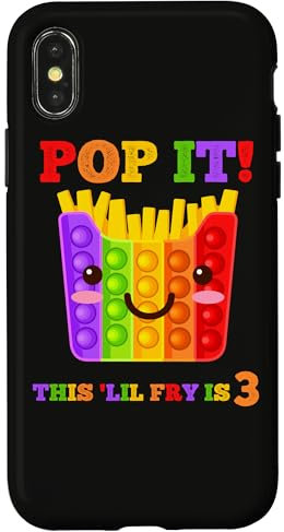 Hülle für iPhone X/XS Pop It 3 Jahre alt 3. Geburtstag Pommes Frites Liebhaber Fidget Spielzeug