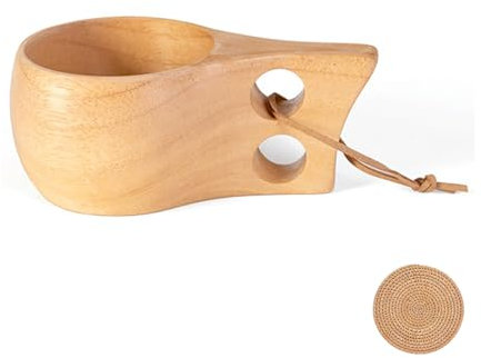 Tazza di legno,Tazza per l'acqua domestica,Tazza per bere tè latte e caffè,Con maniglia,Multifunzione,Portatile,Stile europeo,Per il campeggio e l'alpinismo all'aperto (Colore del legno - D)