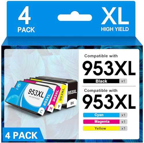 PACITEK 953XL Druckerpatronen Kompatibel für HP 953 XL Multipack 953xl druckerpatronen für HP OfficeJet Pro 7740 7720 7730 8710 8720 8730 8715 8210 8218 8725 8728 8740 Patronen (4er-Pack)