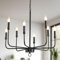 Ganeed Candelabros Lámpara de techo Cocina Retro Isla Colgante Colgante Accesorio de iluminación 71 cm Negro 8 Luces