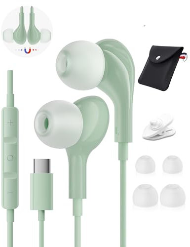 Cuffie USB C per Samsung Galaxy S24 S23 Ultra A55 A53 A54 S22 S21 S25 MagneticiAuricolari USB Type C HiFi Stereo Microfono con filo Cuffie Type C compatibile iPhone15 16 Flip 4 Pixel 9 8 7