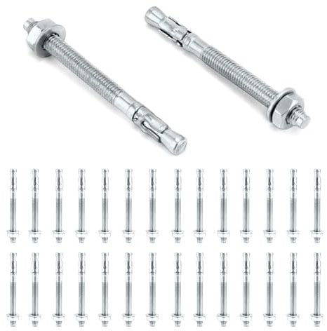 QWORK® 30 Piezas Anclajes de Cargas Pesadas M10x110 mm, Anclajes de Perno, Anclajes con Arandela y Tuerca