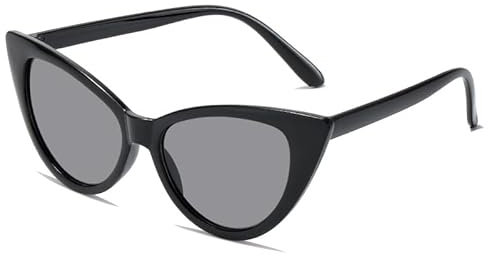 SECALIFE Vintage Cat Eye Sunglasses - Women's Oversize Polarised Shades with UV400 Protection, Black