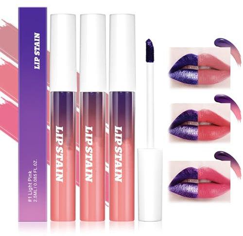 Lip Stain Peel off,Matte Lip Stain,High Pigmented Longwear Peel Off Womens Waterproof Girl Makeup Beauty Set,Ta-ttoo Lipstick,Transfer Proof Lip Tint,Peel off Lip Tint,Liquid Lipstick Makeup(3Pcs)