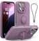 abitku for iPhone 16 Pro Case with Ring Stand, Liquid Silicone Slim Design Support Magnetic Car Mount (with Wrist Strap Lanyard) Phone Cover for iPhone 16 Pro 6.3 inch(Lilac Purple)