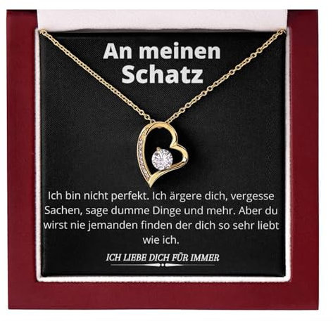 Ahnona Herz Kette Damen - Geburtstagsgeschenk für Frauen, Geschenke für Freundin, 30. 40. 60 Geburtstaggeschenke mit LED Geschenkbox, Jahrestag Geschenk für Sie (LED GOLDKETTE)