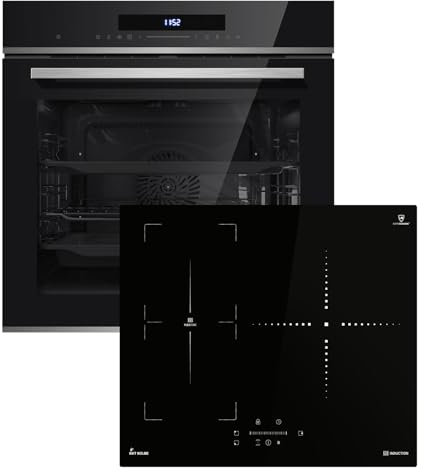Autarkes Herdset: 60cm Einbaubackofen EB8019EDP + 59cm Induktionskochfeld IND5903SP | Pyrolyse | Pizzafunktion | Grill | Umluft | Heißluft | Teleskopauszüge | Automatik-Timer | SET8019IND593SP