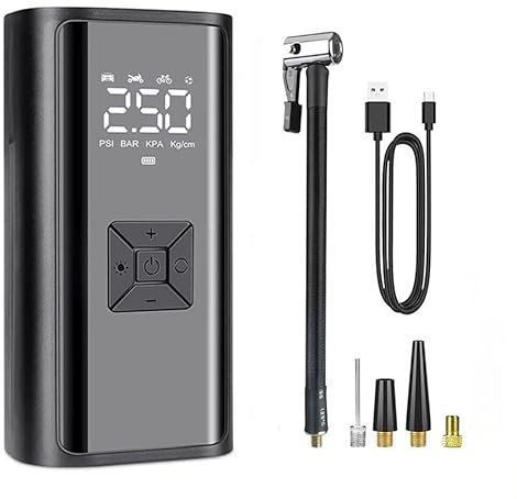 Portable Tyre Inflator 150 PSI – Digital Air Compressor with Pressure Gauge & LED Light, USB Rechargeable Pump for Car, Bike, Motorcycle, Balls – Compact, Cordless, Auto Shut-Off