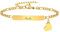Gamtic Personalisiertes Armband Damen mit Gravur - Edelstahl Figaro Kettenarmband Herz Charm Verstellbar Armkette Valentinstag Muttertag Geburtstags Weihnachten Geschenk für Damen Mädchen (Gold)