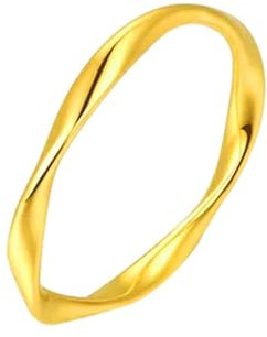 AMDXD Echt Gold Gelbgold Au999 24K Trauringe, Morbius Freundschaftsringe, Ring 999 Gold, Gr.60 (19.1)