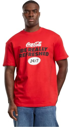 Merchcode Men's MC1054-Coca Cola Refreshed Oversize Tee T-Shirt, cityred, M