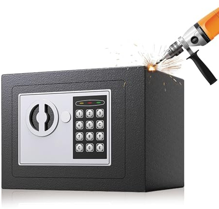 4.6L Home Digital Safe Electronic Cabinet Cash Box, Boxes with Two Keys | High Security Steel Mini Cabinet for Business Office Hotel Money Document Jewelry Passport, Black